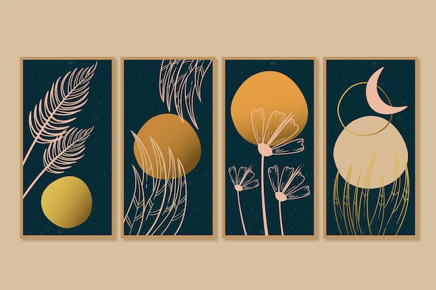 Gold botanical cover collection template
