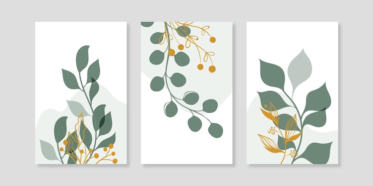 Free Vector gold botanical cover collection