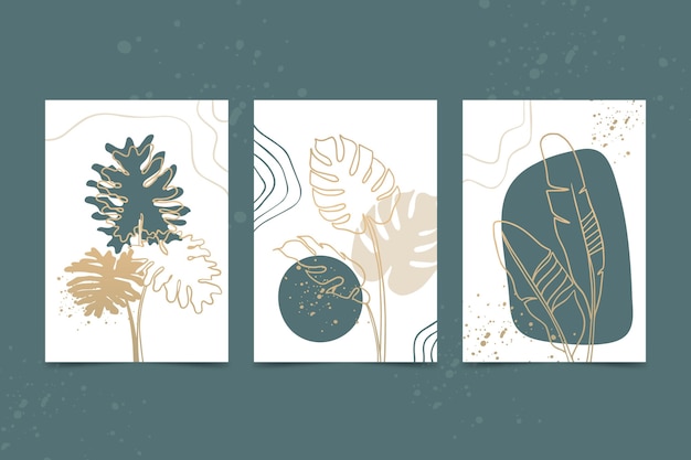 Free vector gold botanical cover collection