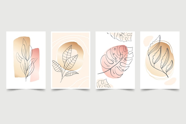 Free vector gold botanical cover collection