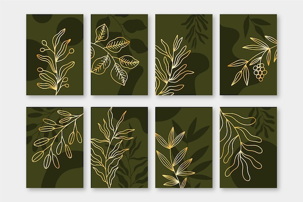 Free vector gold botanical cover collection