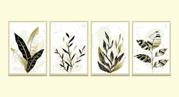 Free vector gold botanical cover collection