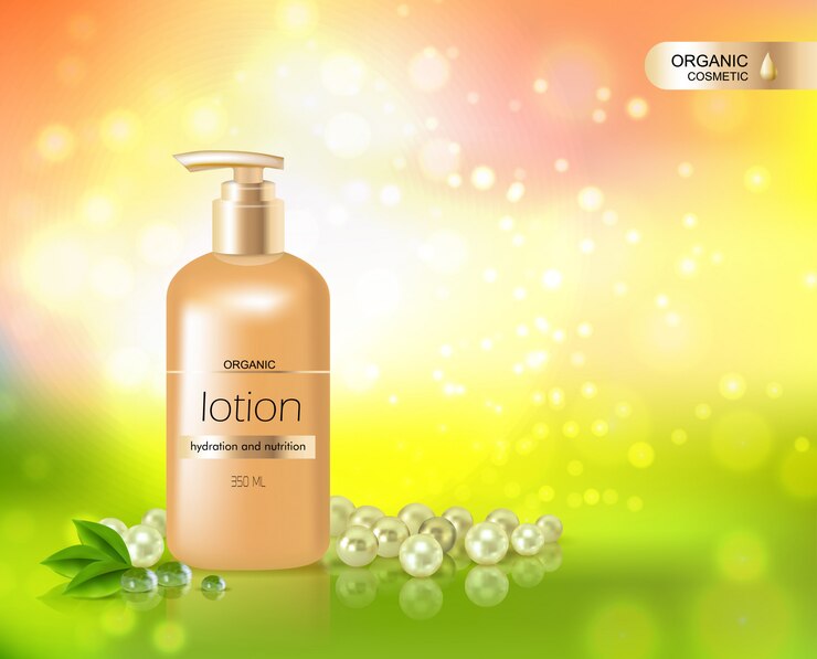 Free Vector gold  bottle of lotion for skin hydration 