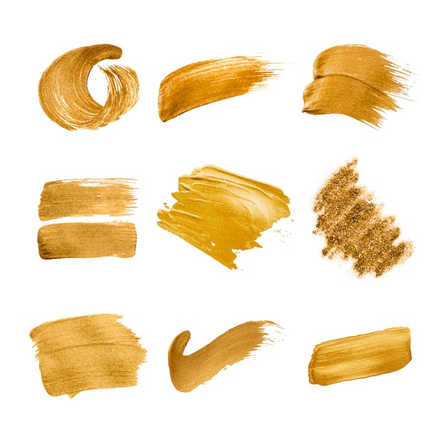 Free vector gold brush strokes collection