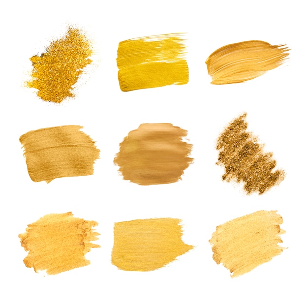 Free vector gold brush strokes collection