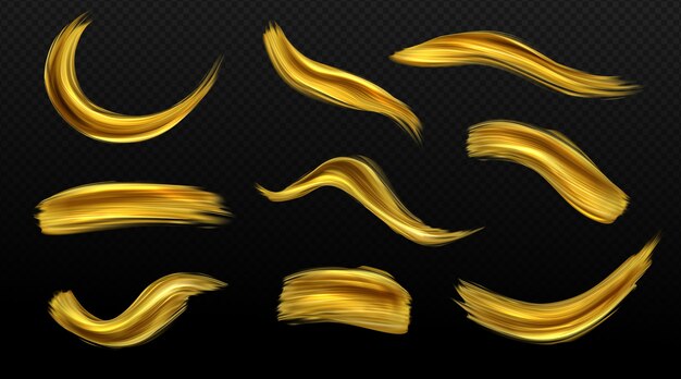 Gold brush strokes set