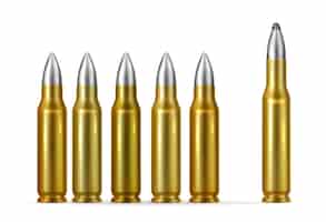 Free vector gold bullets with steel tips realistic isolated