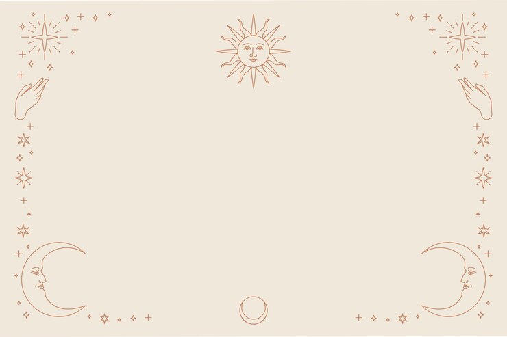 Free Vector gold celestial vector sun and crescent moon monoline background on beige