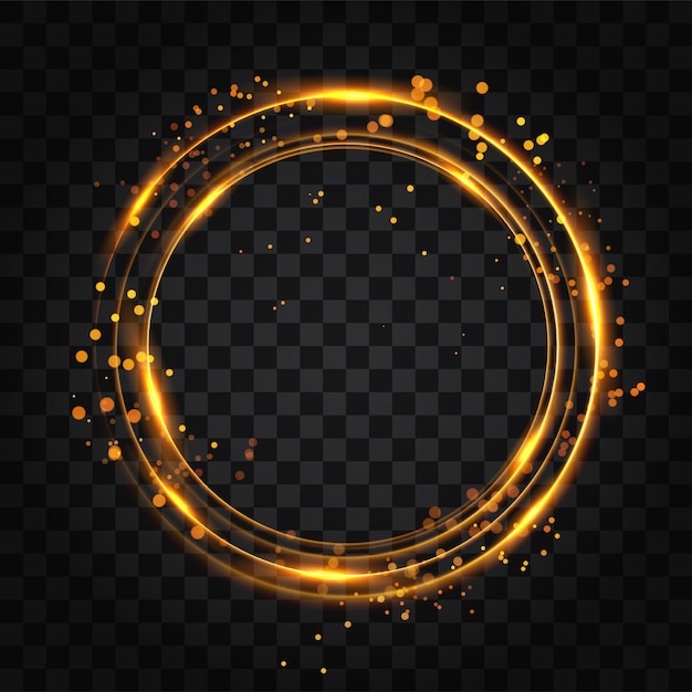 Gold circle of shiny particles on transparent background