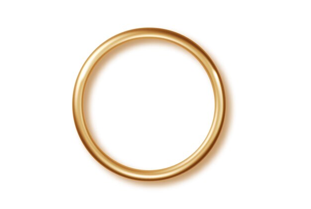 Золотой круг с тенями на прозрачном фоне Золотое металлическое кольцо с эффектом освещения и отражением