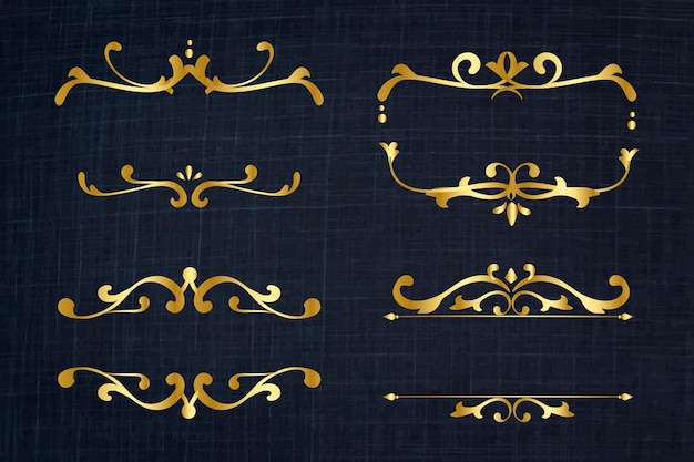 Insieme dell'annata di vettore di ornamenti cornice di classe oro