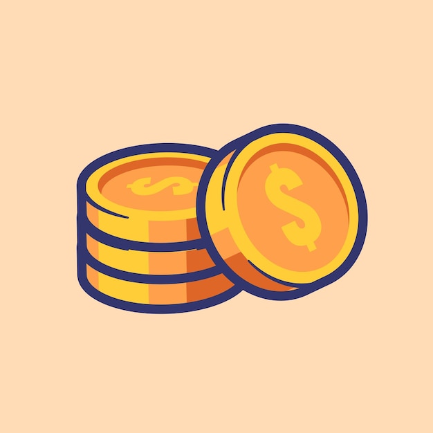 Free vector gold coin money cartoon vector icon illustration business finance icon isolated flat vector