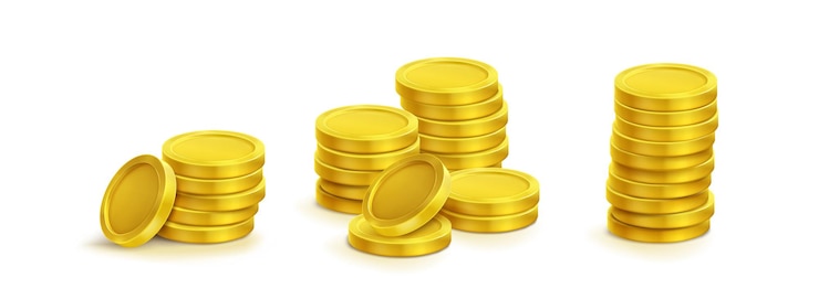 Free Vector gold coin stack with different sizes of money pile