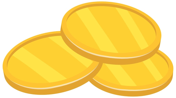 Free Vector gold coins in cartoon style isolated