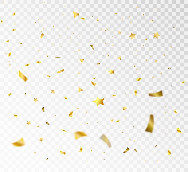 透明な背景に分離されたカラフルな明るい紙吹雪 お祝いイラスト プレミアムベクター