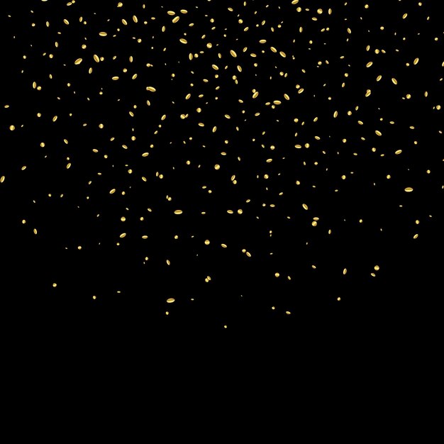 Gold confetti on black background 