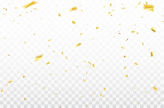 Gold confetti celebration carnival ribbons.