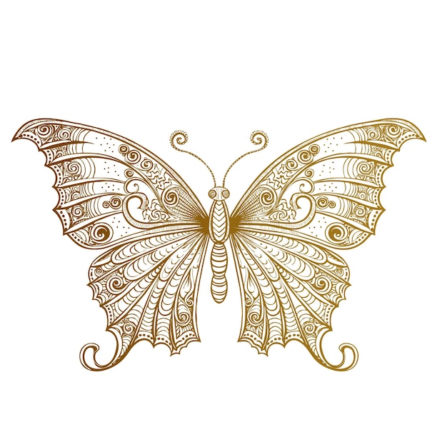 Free vector gold cute lineart butterfly