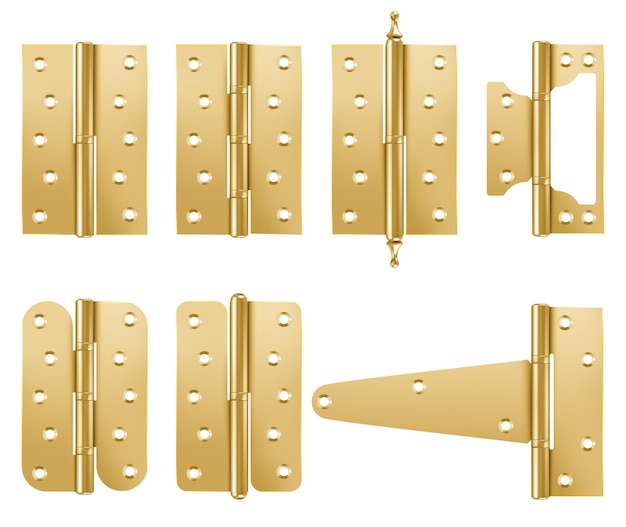 Gold door hinges set