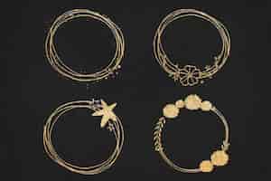 Free vector gold effect round frame set