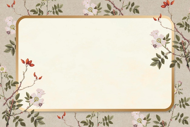 Gold floral rectangle frame vector vintage elegant