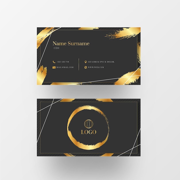 Gold foil brush stroke business card template