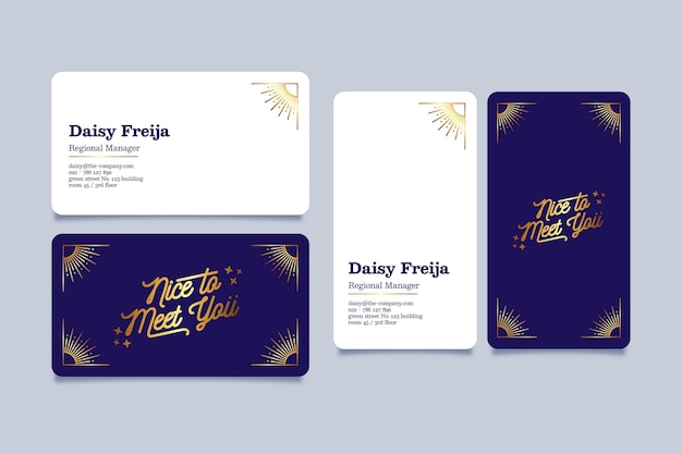 Free vector gold foil business card template collection