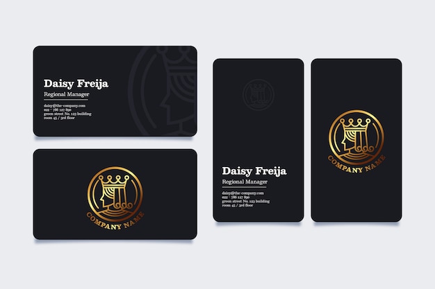 Free vector gold foil business card template pack