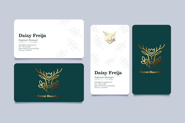 Free vector gold foil business card template set