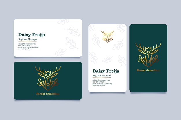 Gold foil business card template set