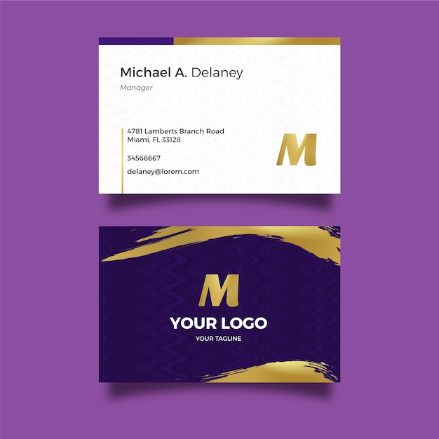 Free vector gold foil business card template