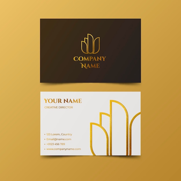 Gold foil business card template Premium Vector