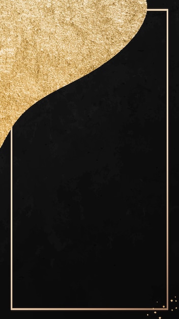 Gold frame on black and golden patterned mobile phone wallpaper