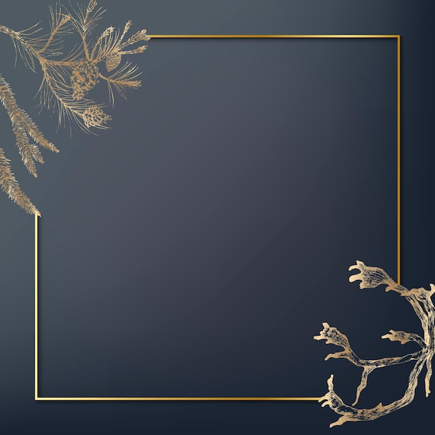 Gold frame decorated with antlers social background