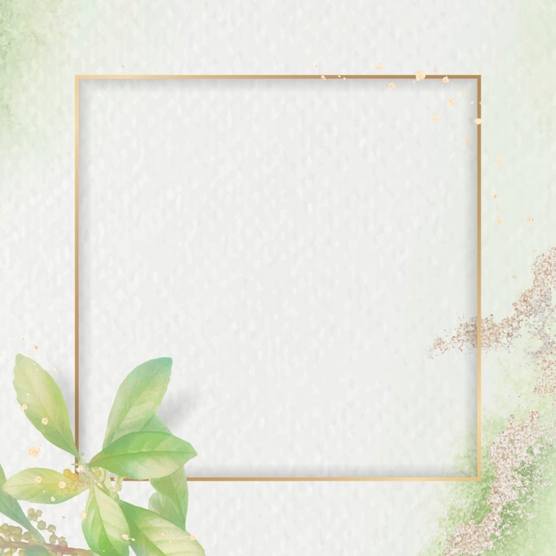 Gold frame on foliage background template