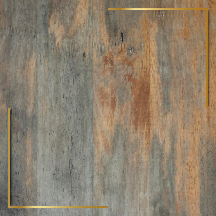 Free Vector gold frame on grunge wooden background
