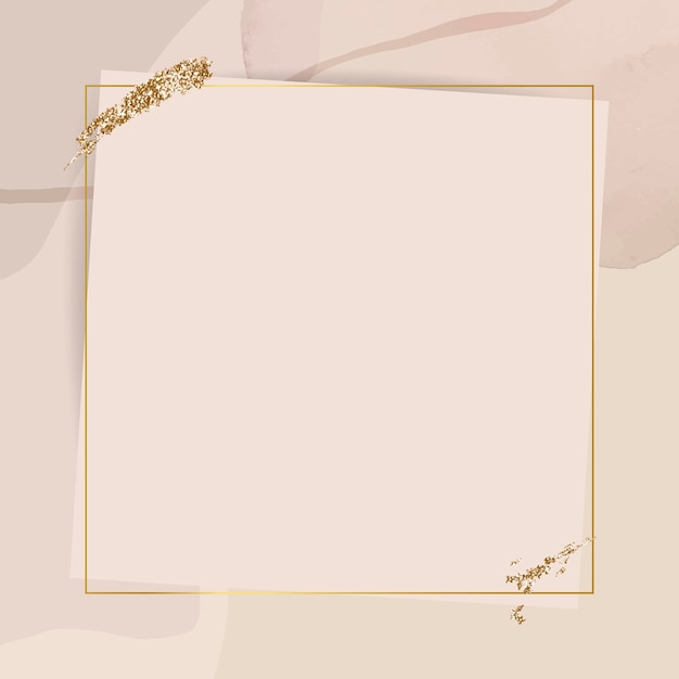 Gold frame on neutral watercolor background