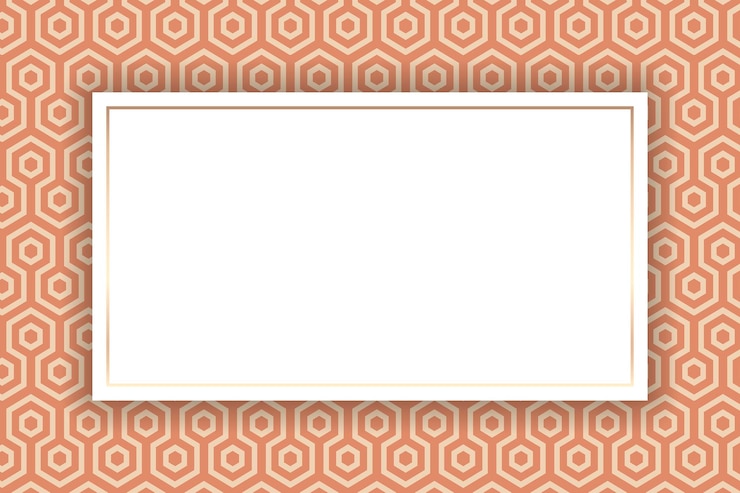 Free Vector gold frame on an orange kikko japanese seamless pattern