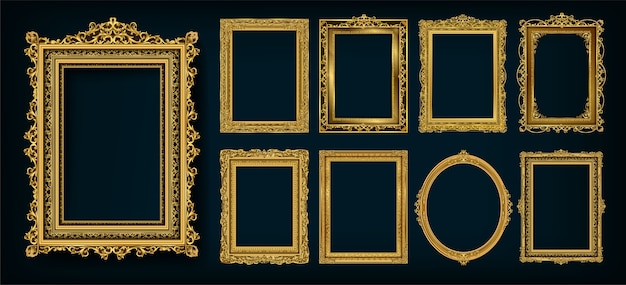 Gold frame set Premium Vector