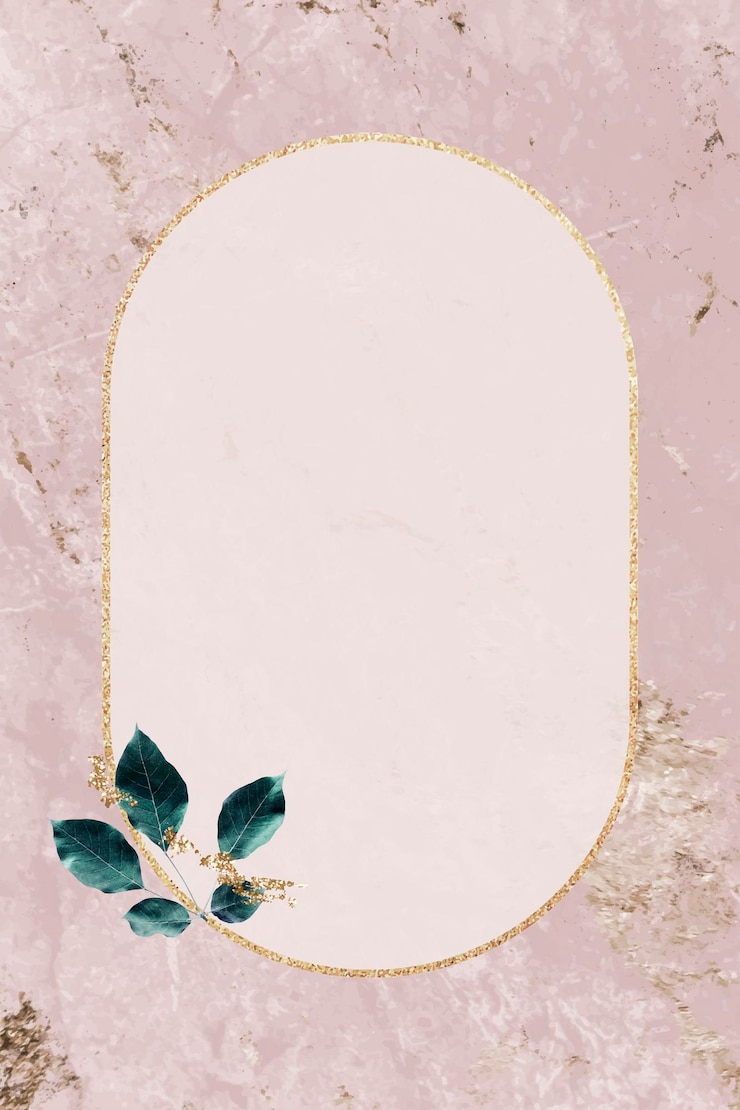 Free Vector gold frame with foliage pattern on marble textured background vector