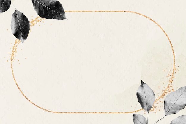 Золотая рамка с рисунком листвы на мраморном текстурированном фоне вектор