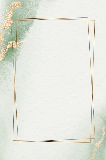 Get a Stunning Gold Frame with Glitter on Green Watercolor Template for Free