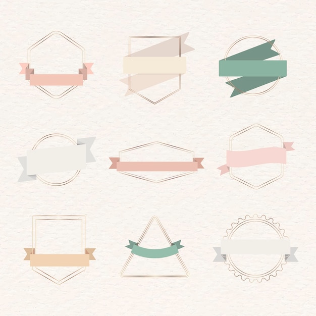 Free vector gold frames with ribbon banners set