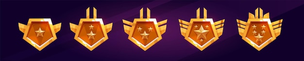 Free vector gold game rank badge and level medal vector icon