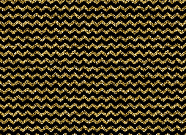 Gold glitter zigzag pattern on black background