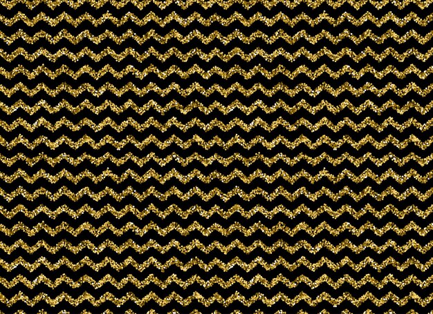 Gold glitter zigzag pattern on black background