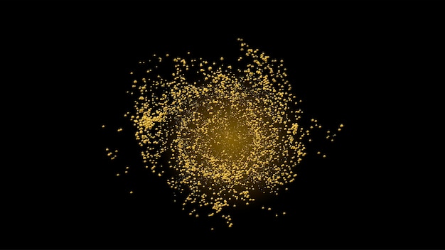 Золотые сверкающие точки, блестки, частицы и звезды на черном фоне. абстрактный световой эффект. золотые светящиеся точки. векторная иллюстрация.