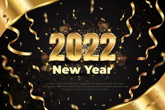 Gold Gradient Realistic Confetti New Year Background