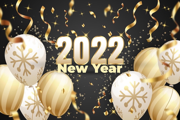 Gold Gradient Realistic Confetti New Year Background