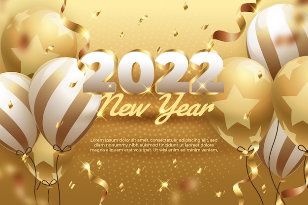 Gold Gradient Realistic Confetti New Year Background